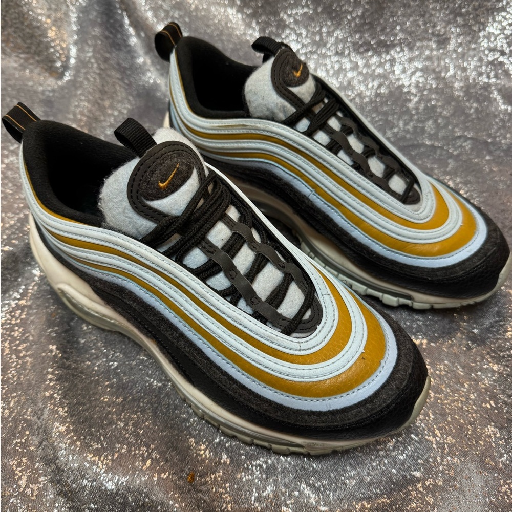 Nike Air Max 97 Sneakers in Black, Light Blue & Mustard Yellow